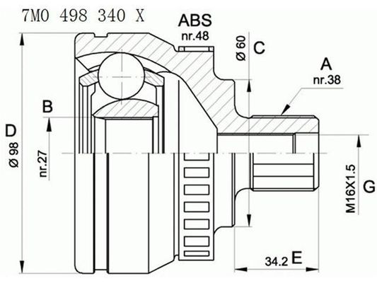 acheter 7M0498099 Pièces de transmission et joints CV online manufacture