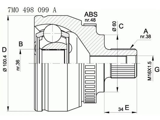 7M0498099A Pièces de transmission et joints CV